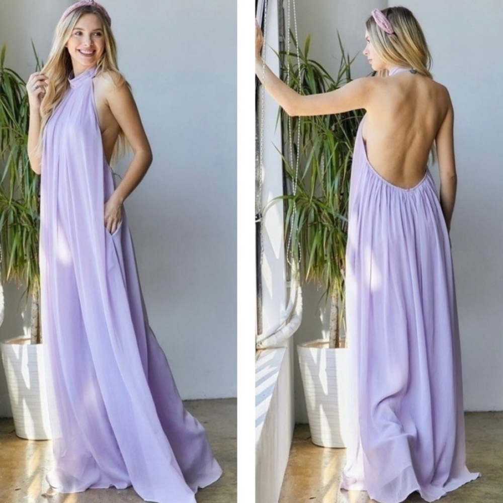 Jumpsuit Lavender Halter Wide Leg Size Medium NWT